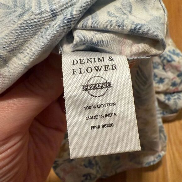 Denim & Flower Slim Fit Men's Floral Short Sleeve Shirt Size L Multicolor Casual - Picture 2 of 3